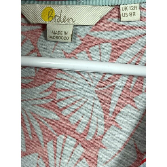 Boden Lola Jersey Swing Dress Short Sleeve V-Neck Red Palm Tropical‎ Women's 8R - Picture 5 of 10